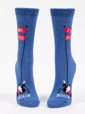 Blue Q I Have to Pee Again  Women's Crew Socks