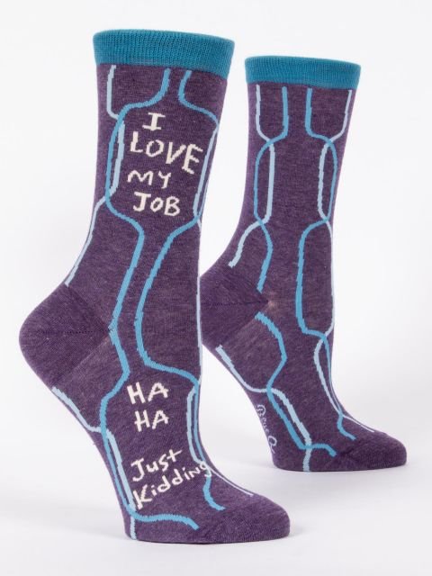 Blue QBlue Q I Love My Job Ha Ha Just Kidding Women's Crew socks #same day gift delivery melbourne#