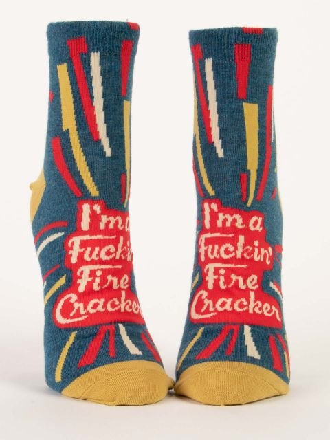 Blue QBlue Q I'm a Fuckin' Fire Cracker Women's Ankle Socks #same day gift delivery melbourne#