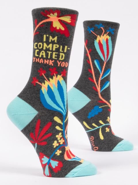 Blue QBlue Q I'm Complicated. Thank You. Women's Crew Socks #same day gift delivery melbourne#