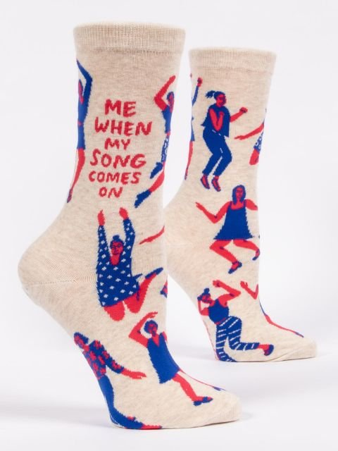 Blue QBlue Q Me When My Song Comes On Women's Crew socks #same day gift delivery melbourne#