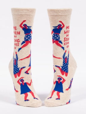 Blue Q Me When My Song Comes On Women's Crew socks