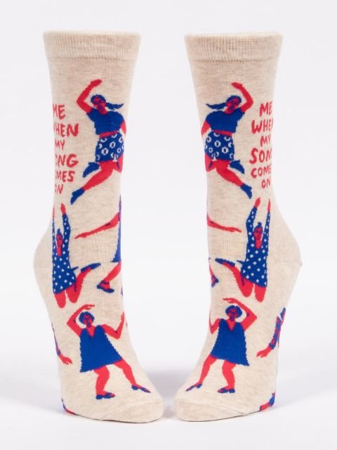 Blue QBlue Q Me When My Song Comes On Women's Crew socks #same day gift delivery melbourne#