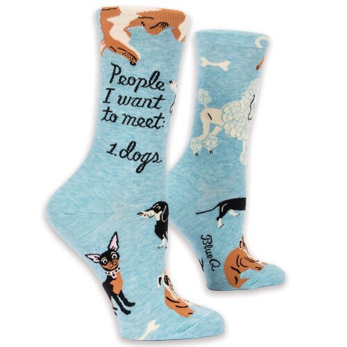 Blue Q People I Want To Meet : Dogs Women's Crew socks