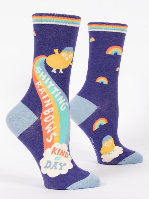 Blue QBlue Q Shitting Rainbows Women's Crew socks #same day gift delivery melbourne#