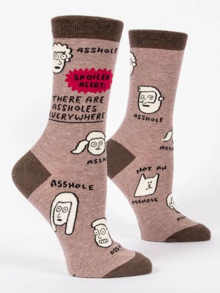 Blue QBlue Q Spoiler Alert There Are Assholes Everywhere Women's Crew Socks #same day gift delivery melbourne#