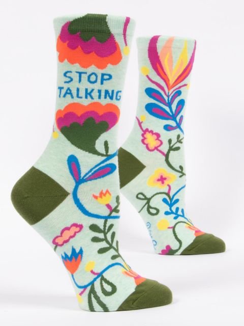 Blue QBlue Q Stop Talking Women's Crew socks #same day gift delivery melbourne#
