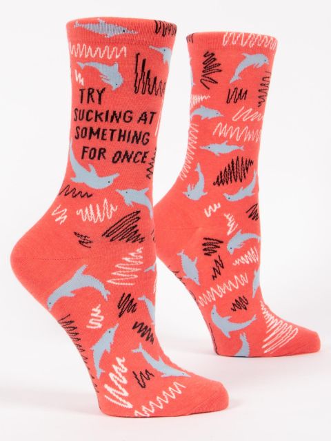 Blue QBlue Q Try Sucking at Something for Once Women's Crew socks #same day gift delivery melbourne#