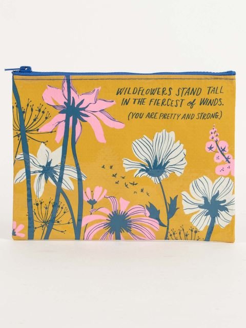 Blue QBlue Q Wildflowers Stand Tall in the Fiercest of Winds Zipper Pouch #same day gift delivery melbourne#