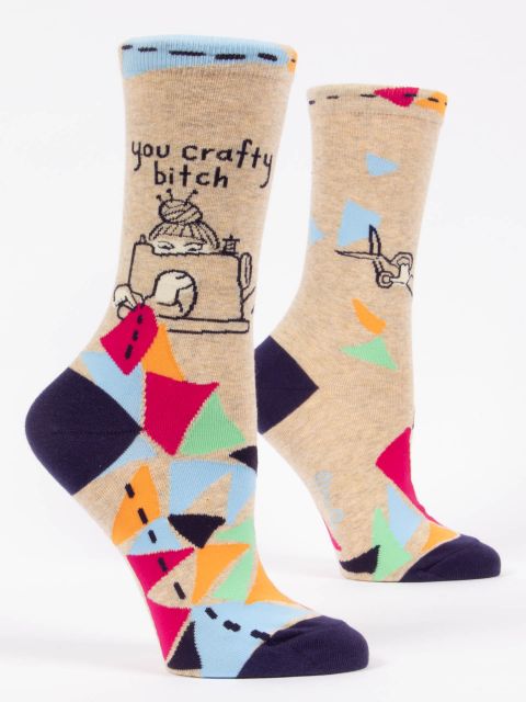 Blue QBlue Q You Crafty Bitch Women's Crew socks #same day gift delivery melbourne#