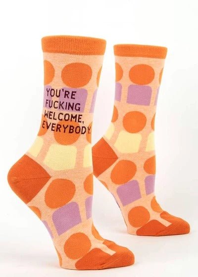 Blue QBlue Q You're Fucking Welcome Women's Crew Socks #same day gift delivery melbourne#