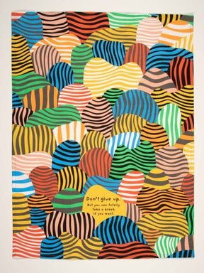 Blue Q Don't Give Up Full View Abstract Striped Cotton Dish Tea Towel.