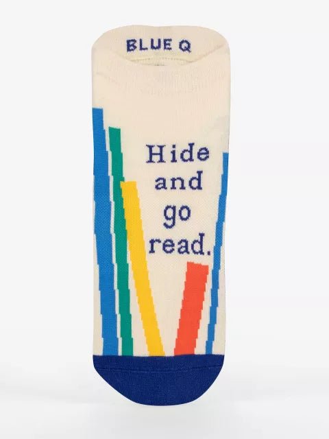 Blue Q Hide and Go Read Sneaker Socks.