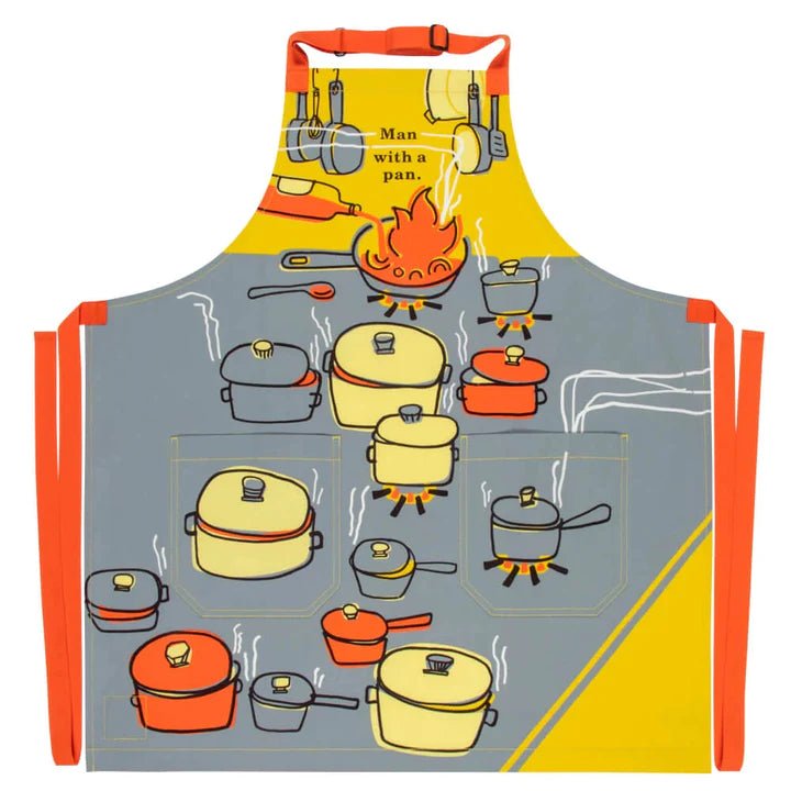 Blue Q Man With A Pan Heavy Duty Cotton Cooking Kitchen Apron.