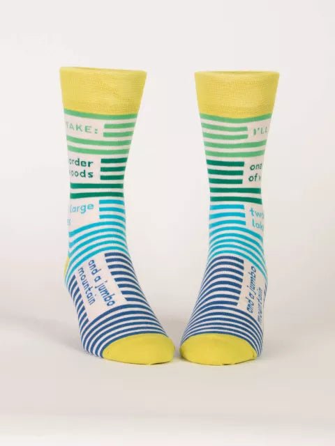 Blue Q One Order of Woods Striped Men's Crew Novelty Socks.