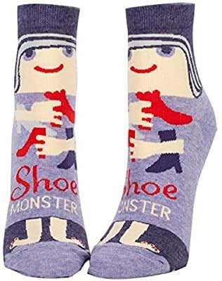 Blue Q Shoe Monster Womens Ankle Socks Lavender Purple Pair Front View