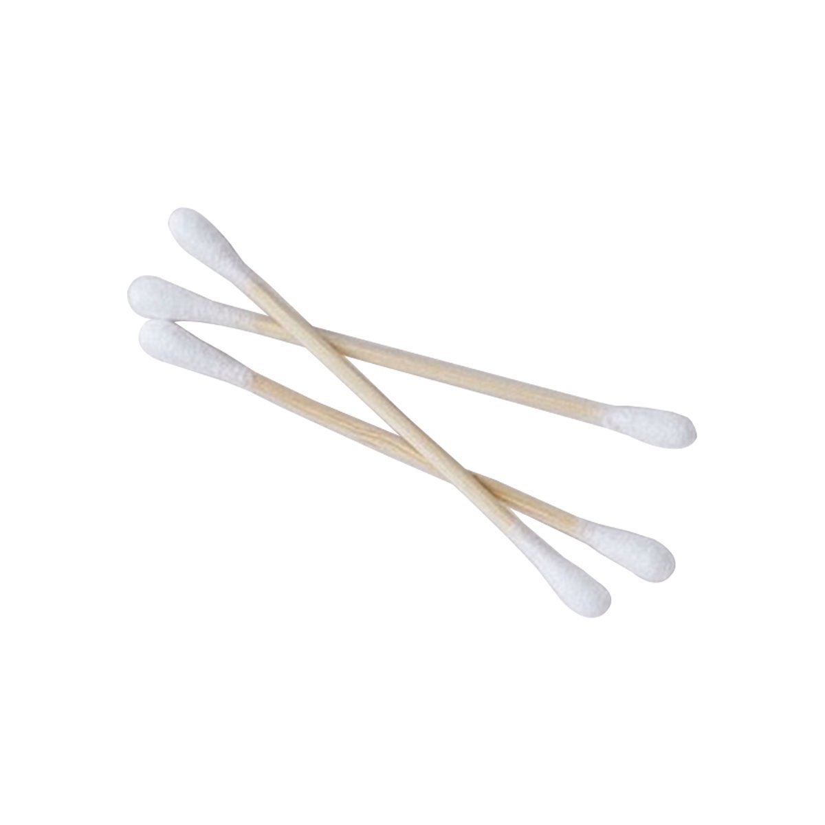 Brush It On bamboo cotton buds with white tips and wooden handles arranged in a crossed pattern