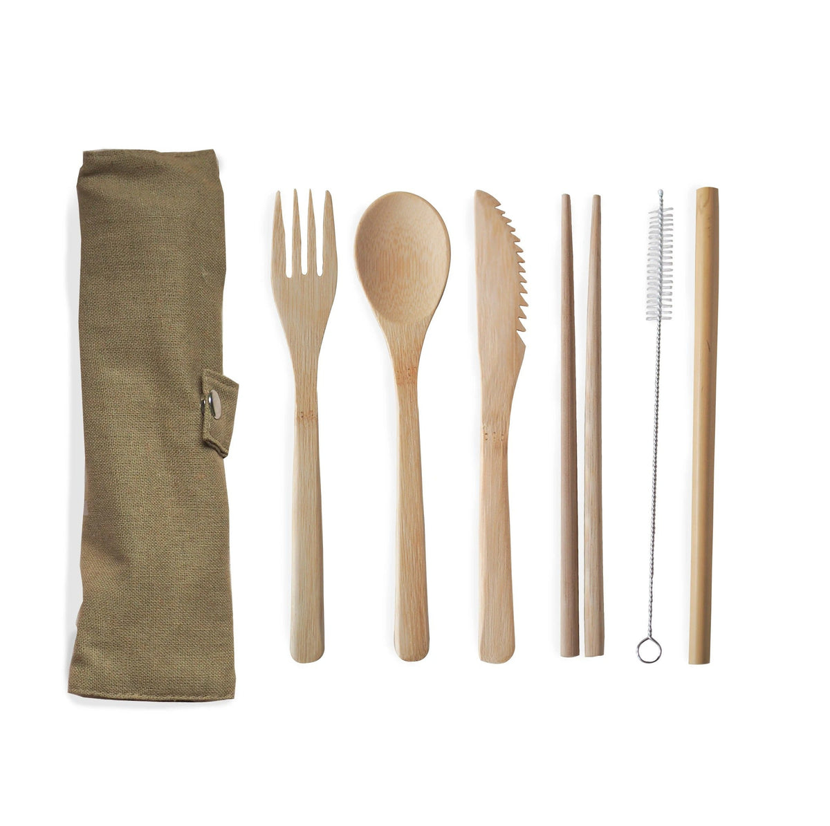 Brush It On Reusable Bamboo Cutlery Set Brown