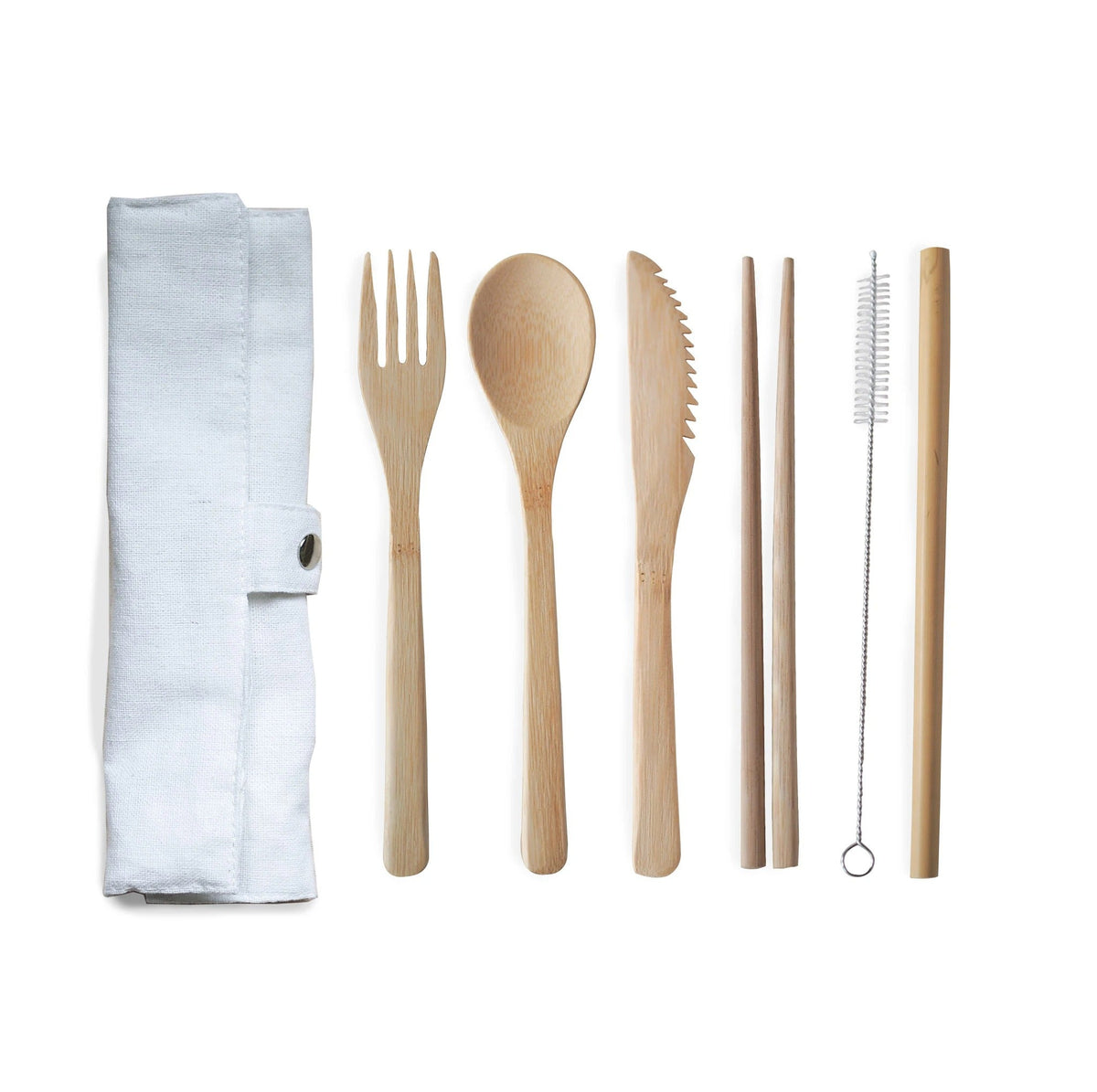 Brush It On Reusable Bamboo Cutlery Set cutlery White
