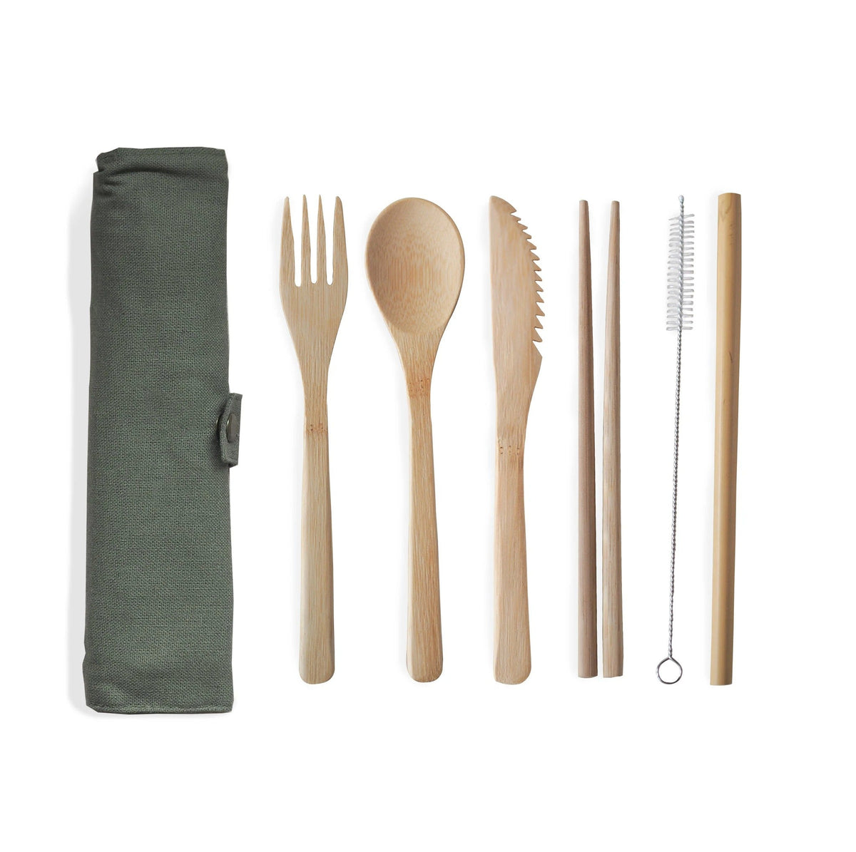 Brush It On Reusable Bamboo Cutlery Set Green