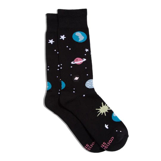 Conscious Step Socks That Support Space Exploration Galaxy Black Organic Cotton Socks Pair View.