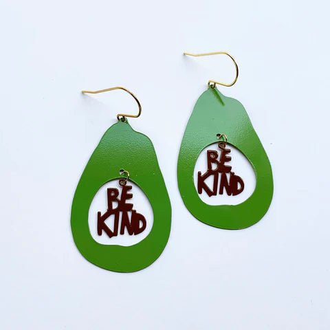 DENZ Avocados BE KIND - painted steel dangles 