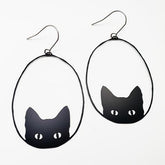  DENZ Black cats in black earrings