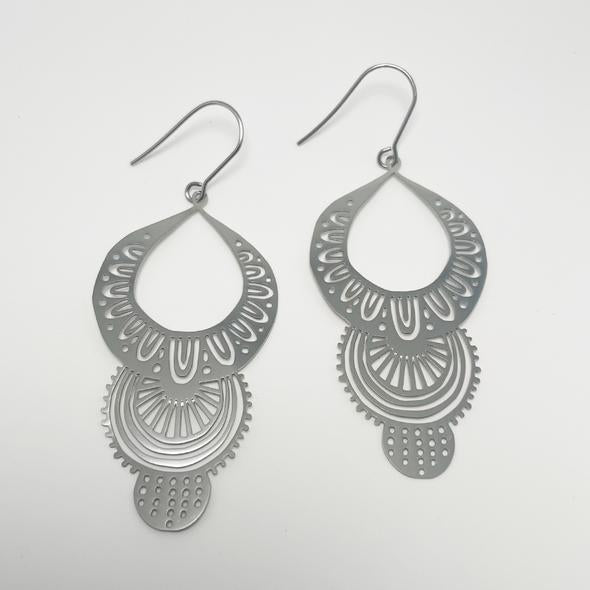 DENZ Boho #7 Mandalas in silver earrings