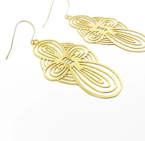 DENZ Bow dangles in gold angled view