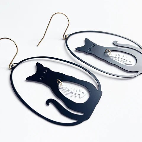 Denz + coDenz Cat fished black/white painted steel dangles #same day gift delivery melbourne#