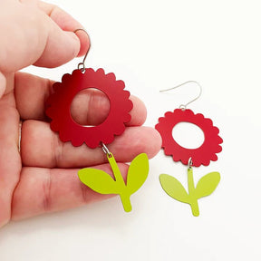 DENZ Cherry + Apple Flowers painted steel dangles