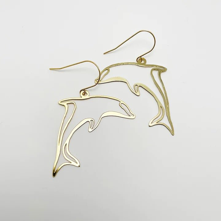 DENZ Dolphin dangles in gold
