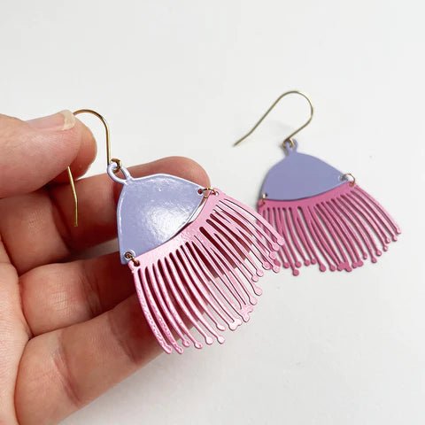 Denz + coDENZ Gum Blossom - Candy pink/ Lilac - painted steel dangles #same day gift delivery melbourne#