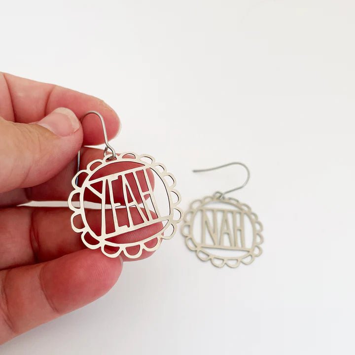Denz + coDENZ Mini Yeah Nah dangles in silver #same day gift delivery melbourne#