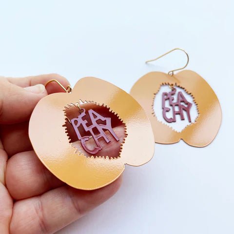 Denz + coDENZ Peaches- PEACHY - painted steel dangles #same day gift delivery melbourne#