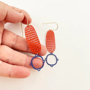 DENZ Colour Pop Shapes - Orange/ Blue - painted steel dangles, held by hand