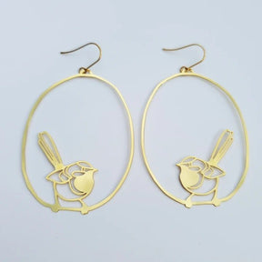 DENZ Fairy Wrens in Gold earrings