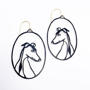 DENZ Greyhound/Whippet/Iggy in Black earrings