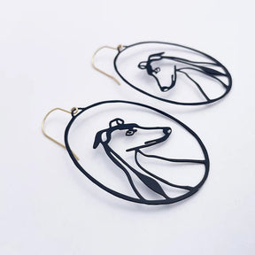 DENZ Greyhound/Whippet/Iggy in Black earrings, angled view