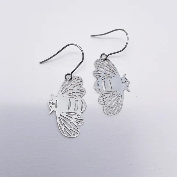 DENZ Mini Bee Dangles in Silver 
