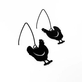 DENZ Mini Chicken dangles in black, angled view