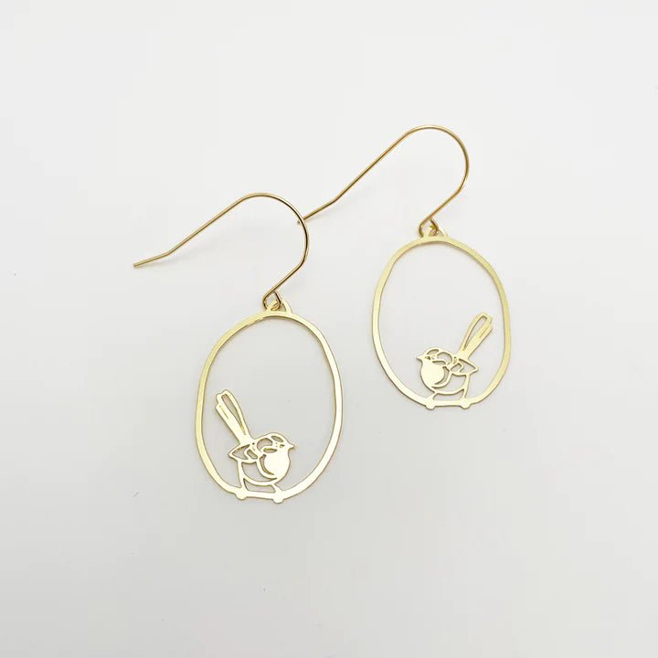 DENZ Mini Fairy wren dangles in gold 