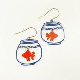 DENZ Mini goldfish in Orange/ Blue, painted steel dangles 