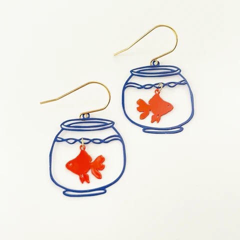 DENZ Mini goldfish in Orange/ Blue, painted steel dangles 