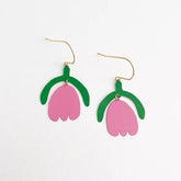 DENZ Mini Lazy Tulips in Emerald and Bubblegum earrings