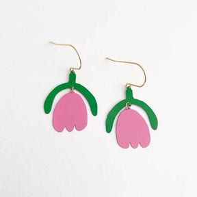 DENZ Mini Lazy Tulips in Emerald and Bubblegum earrings