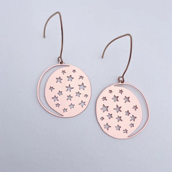 DENZ Mini Moonstars in Rose Gold earrings