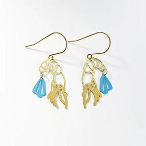 DENZ Mini Prawns in Gold/ sky blue, painted steel dangles 