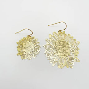 DENZ Mini Sunflower dangles in gold, angled view
