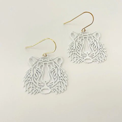 DENZ Mini Tigers in white earrings